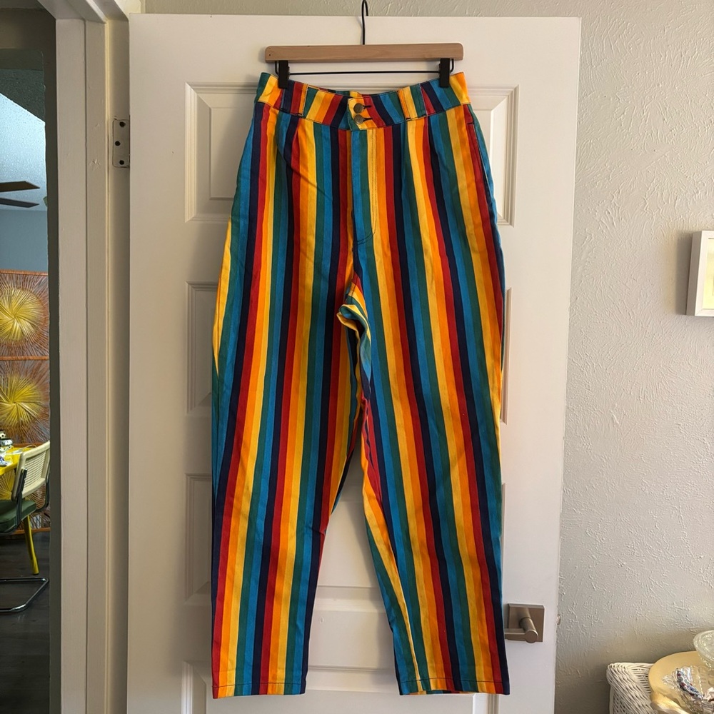 Lucy and Yak Multicolor Rainbow Striped Pants